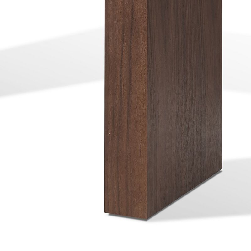 Libi 47 Inch Console Table, Minimalist Rectangular Top, Lacquered Brown - Benzara