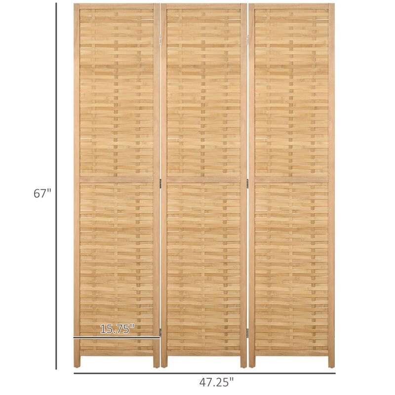 Natural Room Divider: 3-Panel Bamboo Folding Screen for Home Office