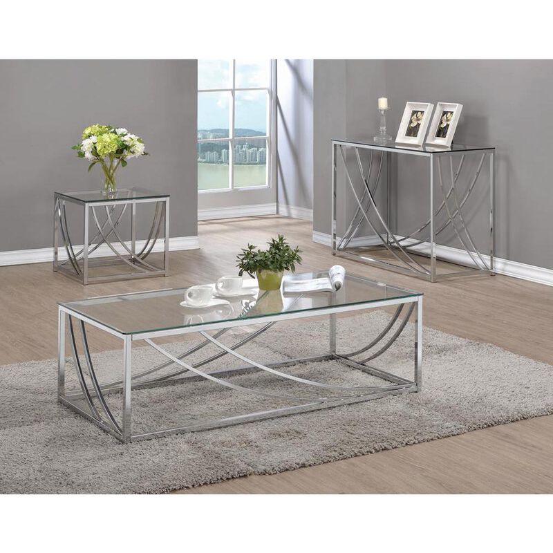 Lille Glass Top Square End Table Accents Chrome