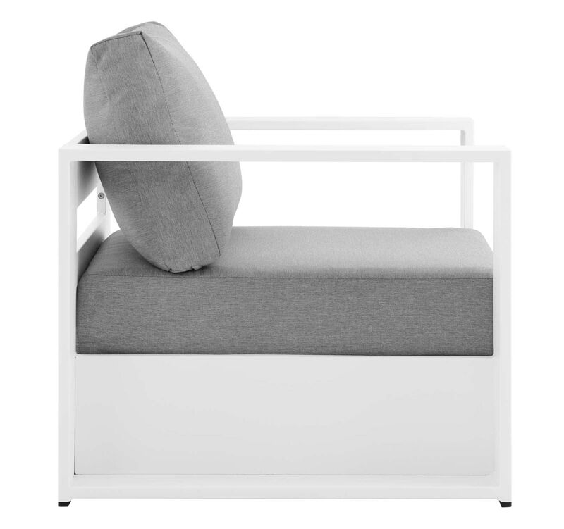 Modway Tahoe 4-Piece Fabric/Powder-Coated Aluminum Outdoor Set in Gray/White