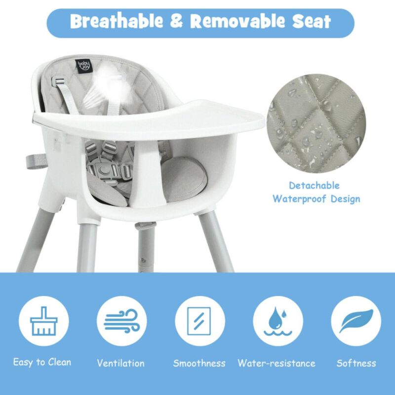 Hivvago 4-in-1 Baby Convertible Toddler Table Chair Set with PU Cushion