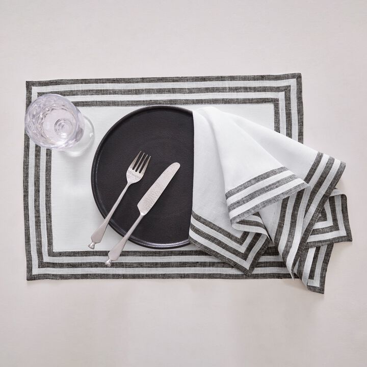 Solino Home 100% Pure Linen Placemats 14 x 19 Inch Set of 4 |Mila