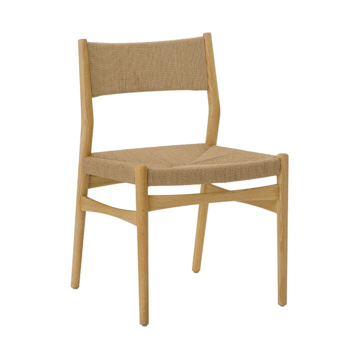 Rie Dining Side Chair Set of 2, Danish Inspired Backrest, Brown Woven - Benzara