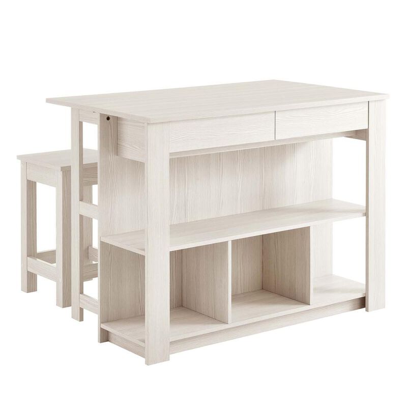 Modway Meadowbrook 3-Piece Kitchen Island and Stool Set