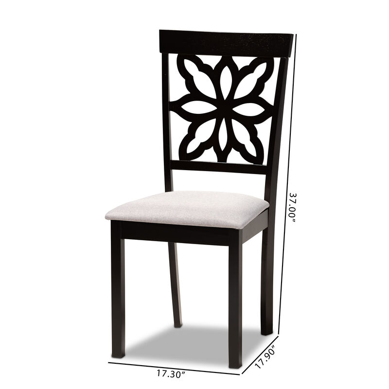Baxton Studio Samwell Modern Grey Fabric Upholstered Wood 2 Piece Dining Chair Set