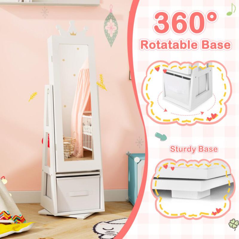 Hivvago Kids Jewelry Armoire Cabinet with Large Storage Capacity and Swivel Base
