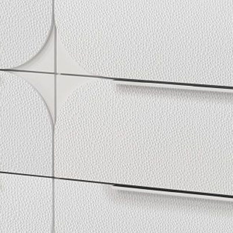 Benjara RARA 64 Inch Wide Dresser, 6 Drawers, Mirror Trim, Acrylic Legs, White and Silver