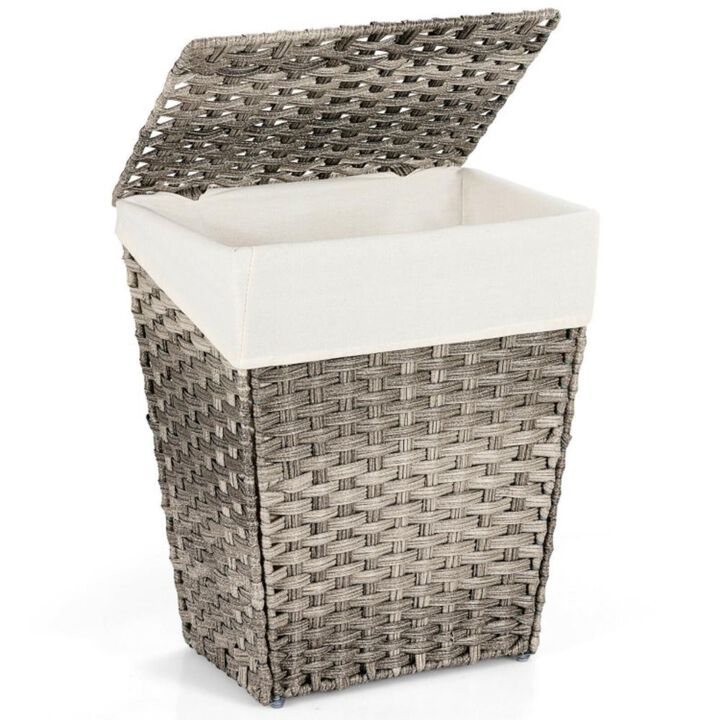 Hivvago Foldable Handwoven Laundry Hamper with Removable Liner