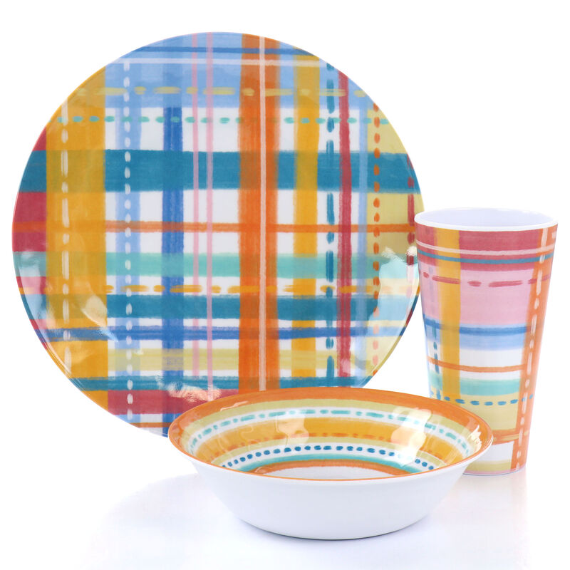 Laurie Gates California Designs Casablanca 12 Piece Melamine Dinnerware Set in Multi