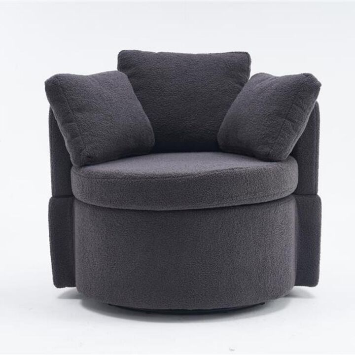 Swivel Storage Chair Comfortable Lounge Seat with Back Cushion for Living Room
