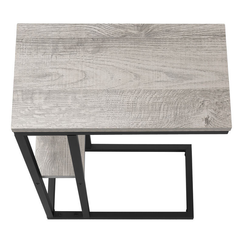 Monarch Specialties I 3671 Accent Table, C-shaped, End, Side, Snack, Living Room, Bedroom, Metal, Laminate, Grey, Black, Contemporary, Modern