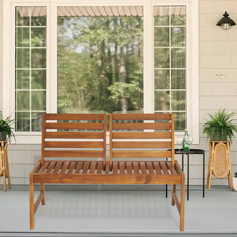 Outdoor Patio Bench Durable Seating with Adjustable Backrest for Garden & Backyard Relaxation