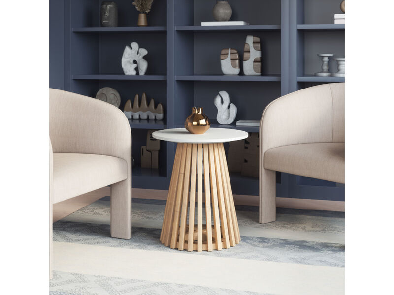 Mazara Side Table White & Natural
