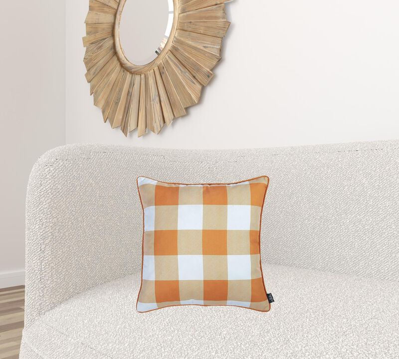 Hivvago Set Of Four 18" Orange Plaid And Pumpkin Throw Pillow Covers