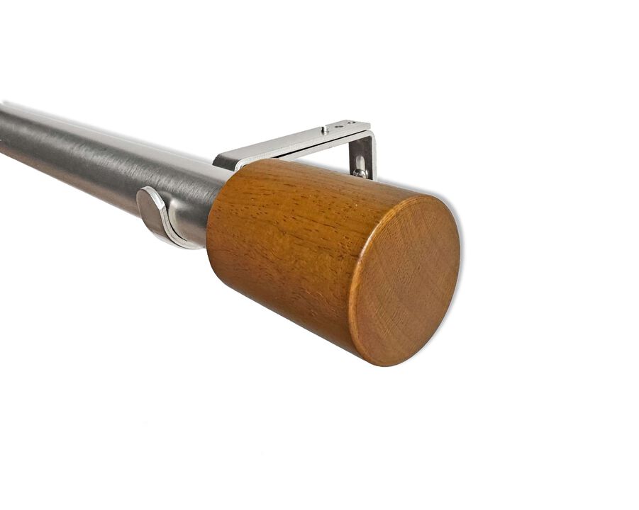 Linen Avenue Wood Cylinder Single Window Curtain Rod Set