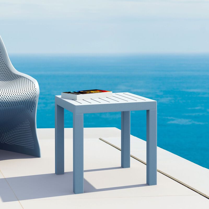 18" Black Patio Square Side Table with Drain Hole