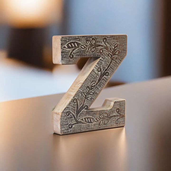Vintage Gray Handmade Eco-Friendly "Z" Alphabet Letter Block For Wall Mount & Table Top D�cor