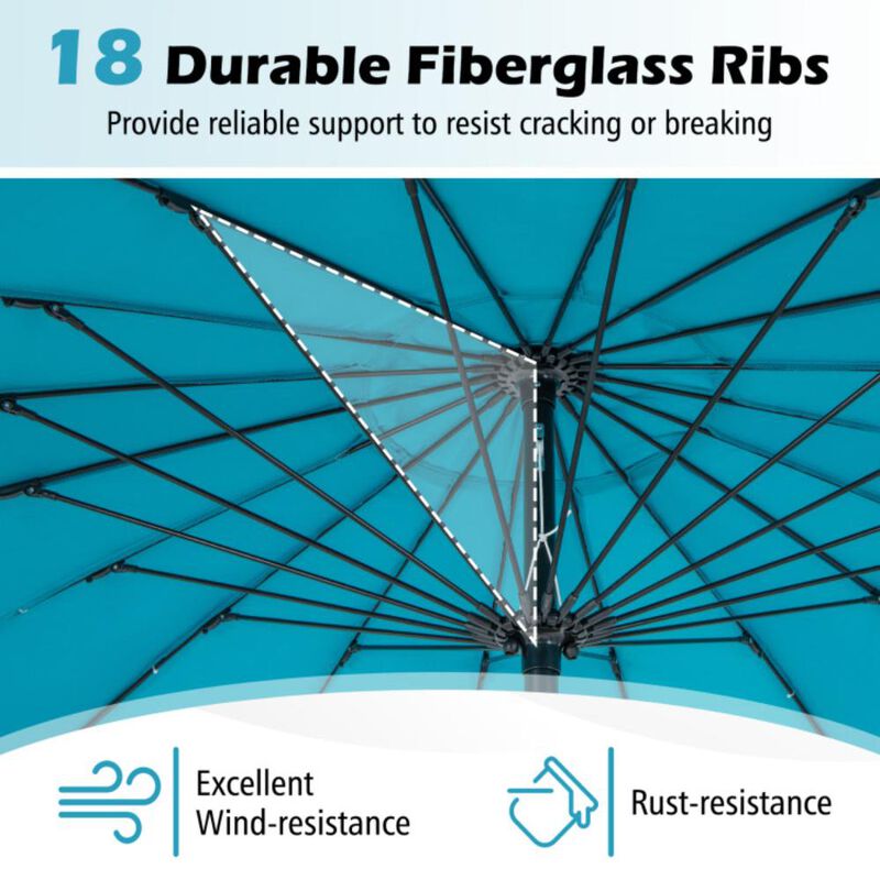 Hivvago 9 Feet Round Patio Umbrella with 18 Fiberglass Ribs