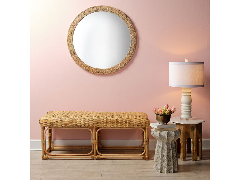 Relief Carved Round Mirror