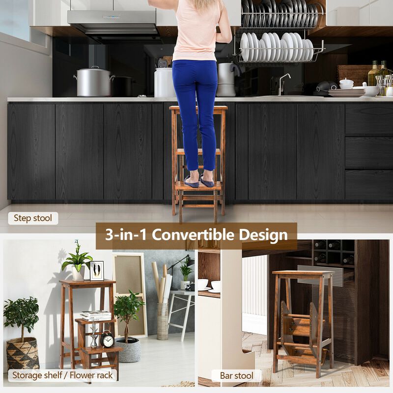 3-Tier Step Stool 3-in-1 Folding Ladder with Bench for Versatile Use