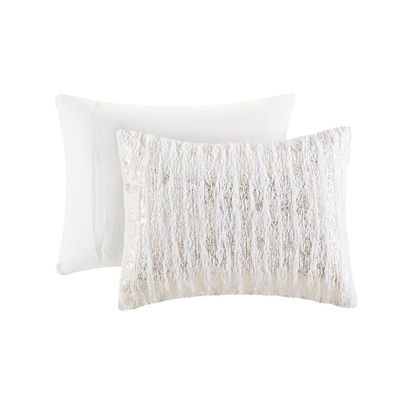 Gracie Mills Maelona Metallic Print Faux Fur Duvet Cover Set