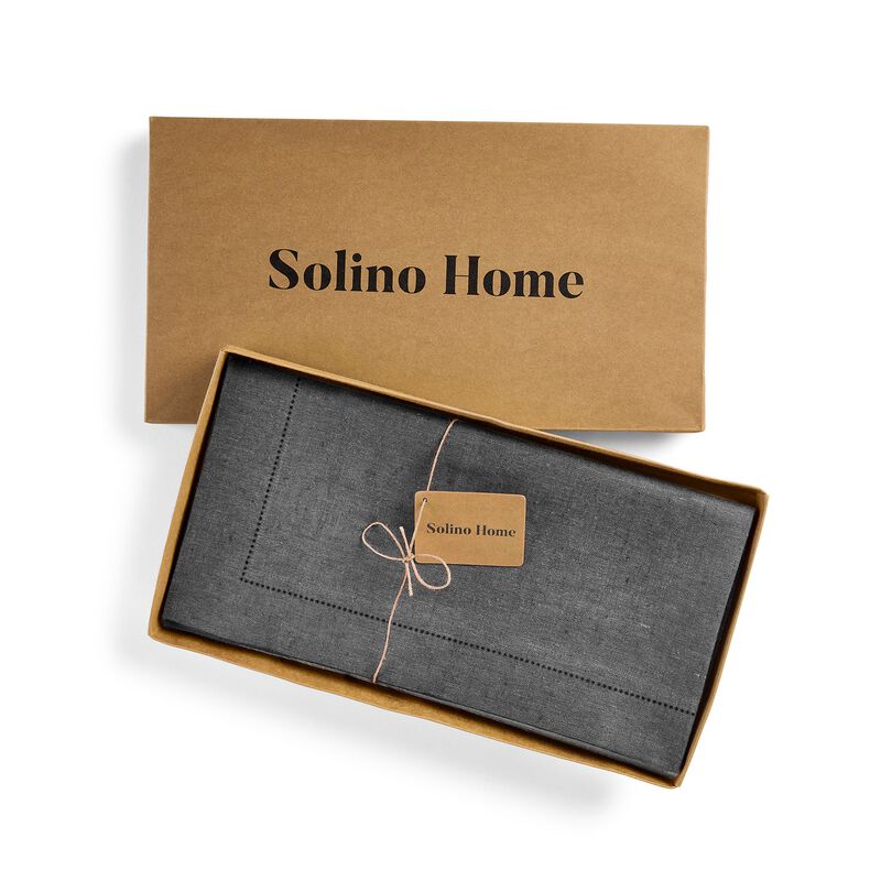 Solino Home 100% Pure Linen Table Throw 52 x 52 Inch | Milan for Thanksgiving, Christmas