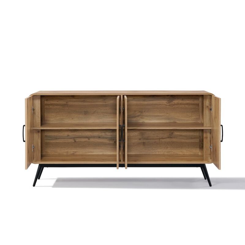 LuxenHome 4-Door with Soft Close 63-Inch Wide Sideboard Server Cabinet