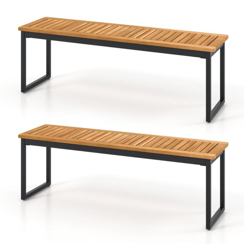 Hivvago Set of 2 Patio Dining Bench for 2-3 Person Indoor Outdoor