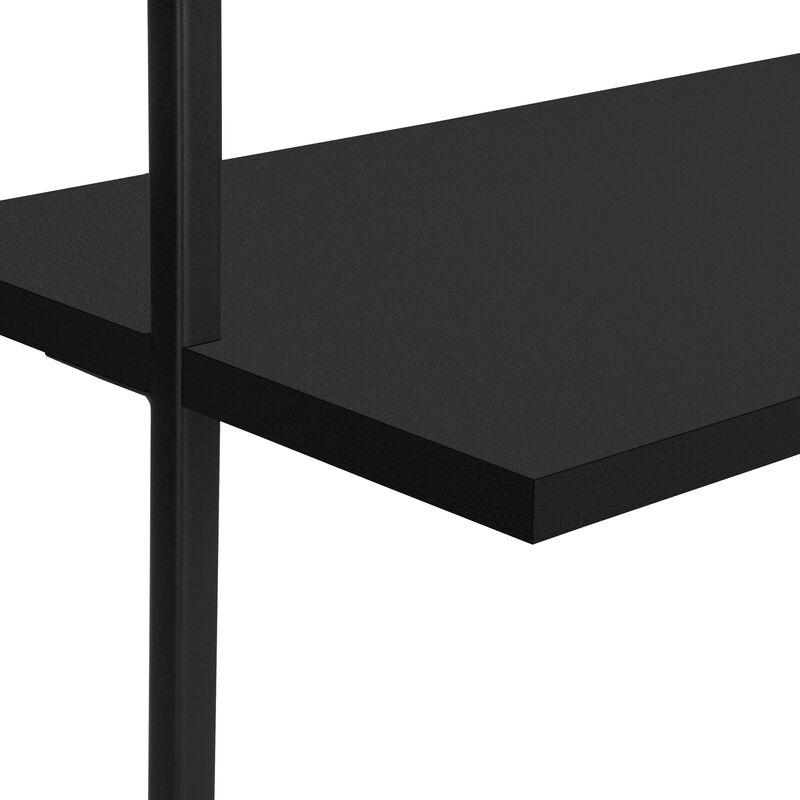 Monarch Specialties I 3683 Bookshelf, Bookcase, Etagere, Ladder, 5 Tier, 72"H, Office, Bedroom, Metal, Laminate, Black, Contemporary, Modern