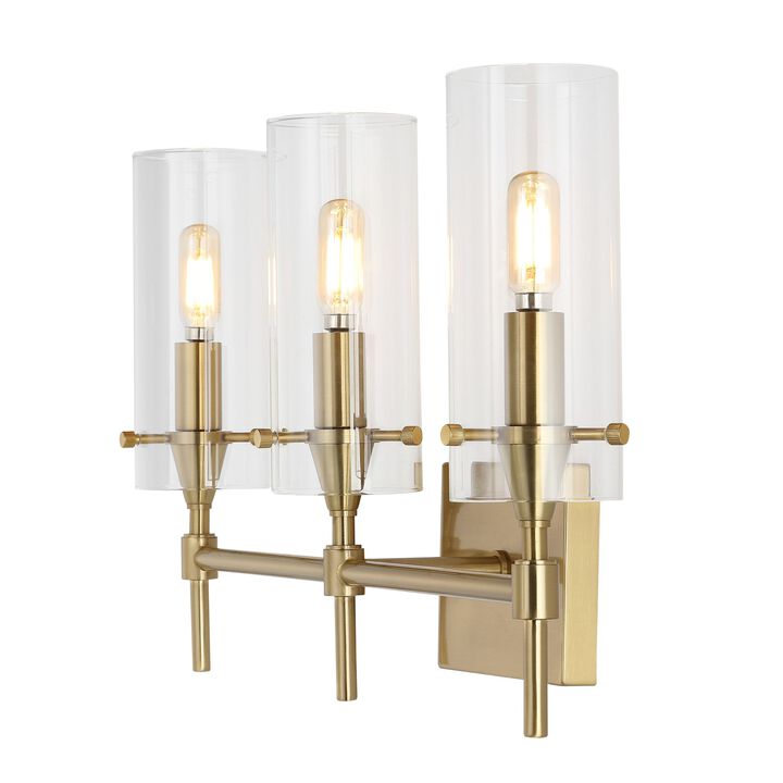 Cato Bohemian Farmhouse Iron/Glass LED Vanity