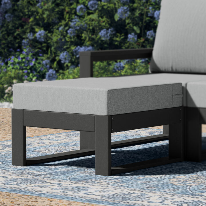 WestinTrends Outdoor HDPE Patio Ottoman with Waterproof Olefin Cushions