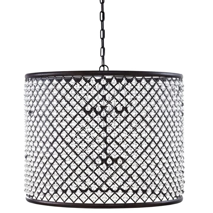 Modway Prosperity Contemporary Modern Glass and Metal 27" Ceiling Light Pendant Chandelier in Brown
