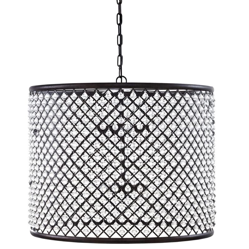 Modway Prosperity Contemporary Modern Glass and Metal 27" Ceiling Light Pendant Chandelier in Brown