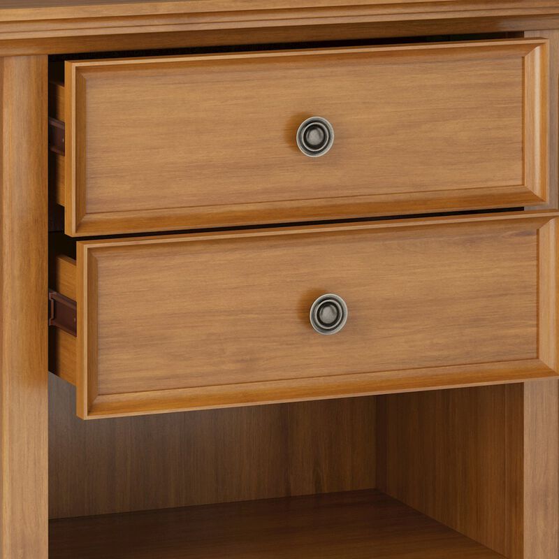 Simpli Home Amherst Solid Wood Bedside Table In Light Golden Brown