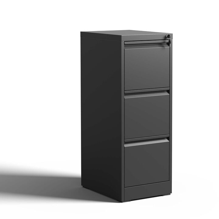 3 Drawer Metal Vertical File Cabinet with Lock Office Home Steel Vertical File Cabinet