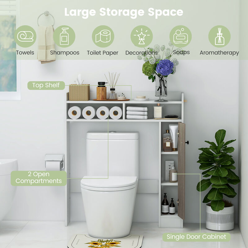 Bathroom Over the Toilet Floor Storage Organizer with Adjustable Shelves