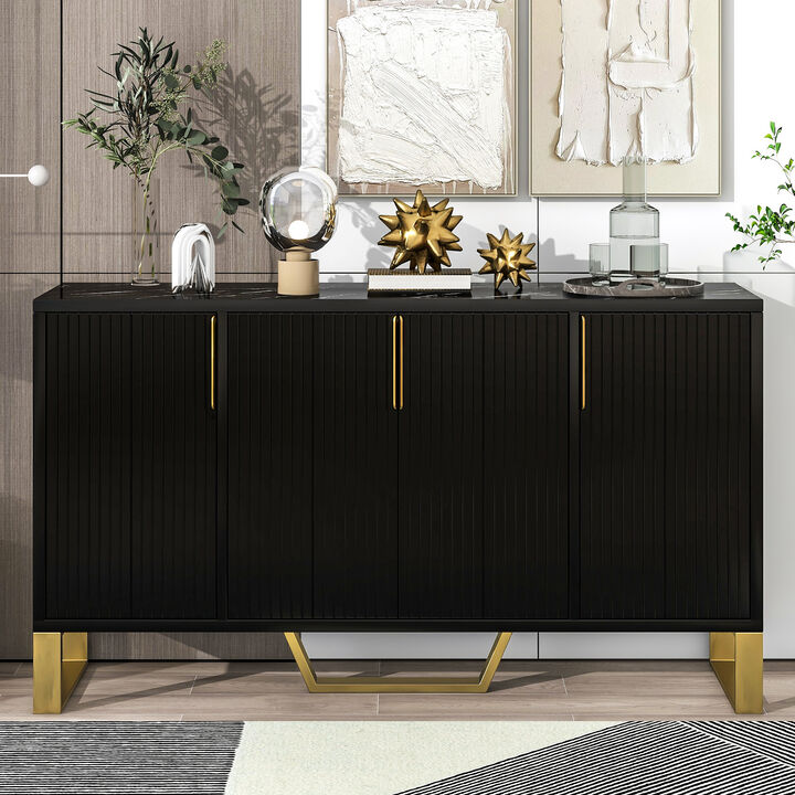 Merax Modern Metal Handles Sideboard Kitchen Cabinet