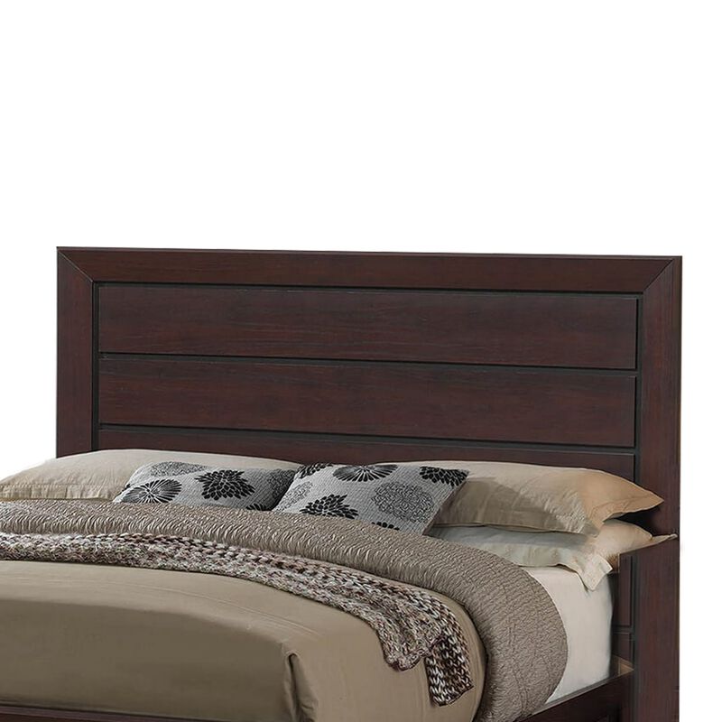 Wooden Eastern King Size Bed with Two Storage Drawers, Brown-Benzara