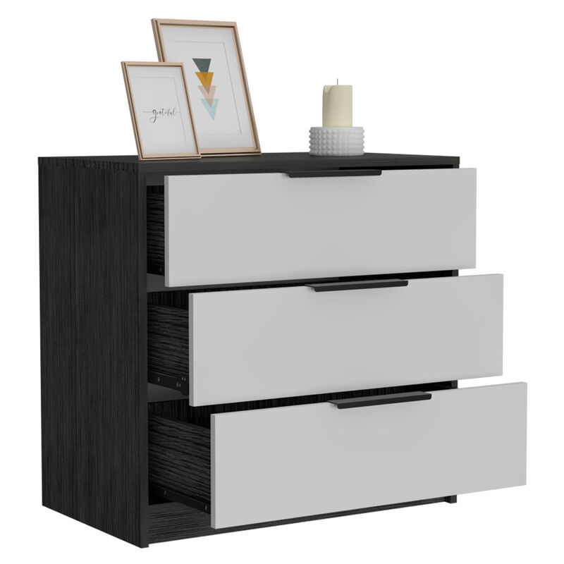 DEPOT E-SHOP Egeo 3 Drawers Dresser, Superior Top, White