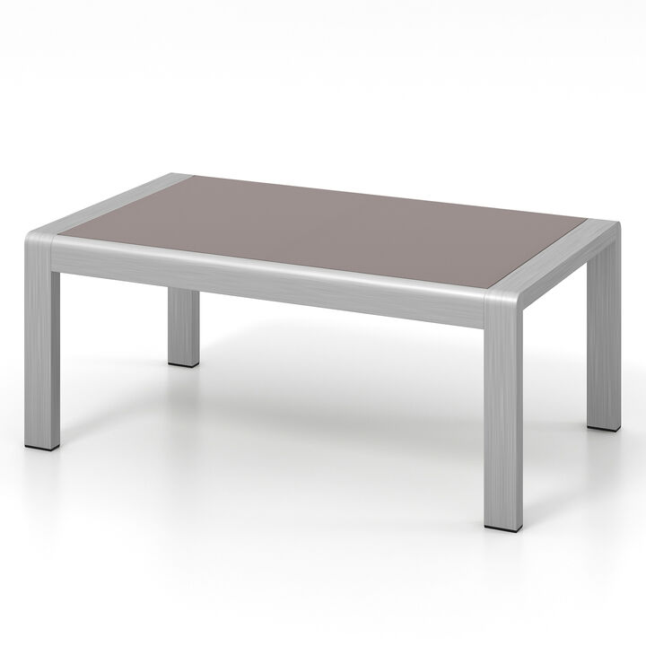 Outdoor Rectangle Coffee Table with Tempered Glass Tabletop