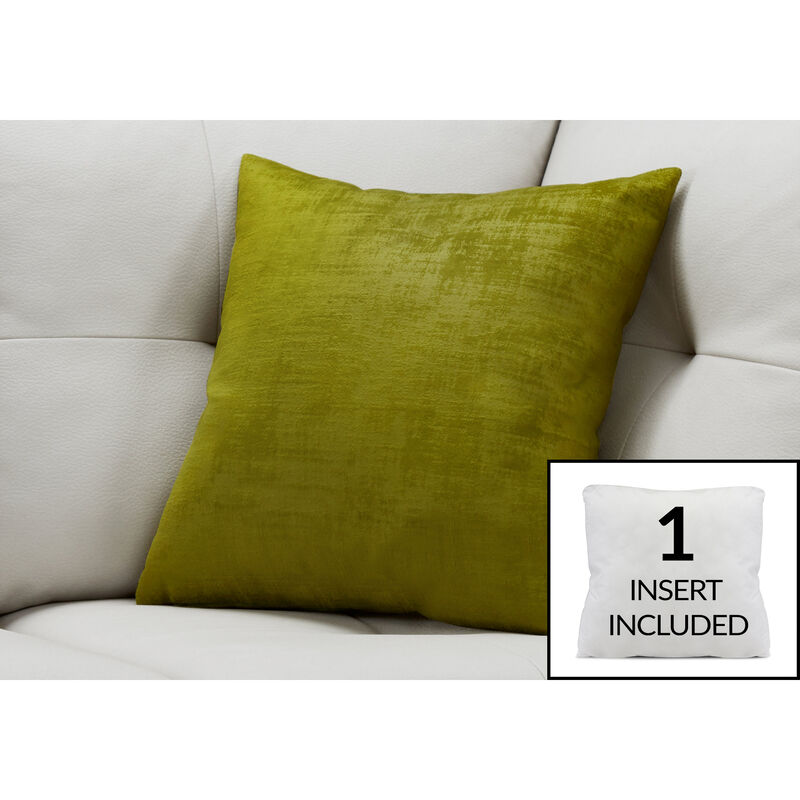 Monarch Specialties I 9244 Pillows, 18 X 18 Square, Insert Included, Decorative Throw, Accent, Sofa, Couch, Bedroom, Polyester, Hypoallergenic, Green, Modern
