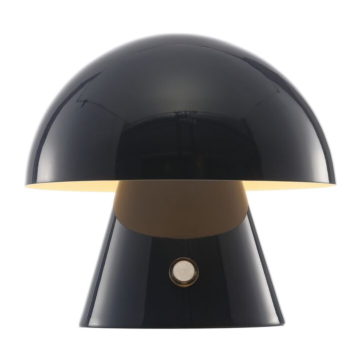 Porcini Contemporary Bohemian Rechargeablecordless Iron Integrated LED Mushroom Table Lamp