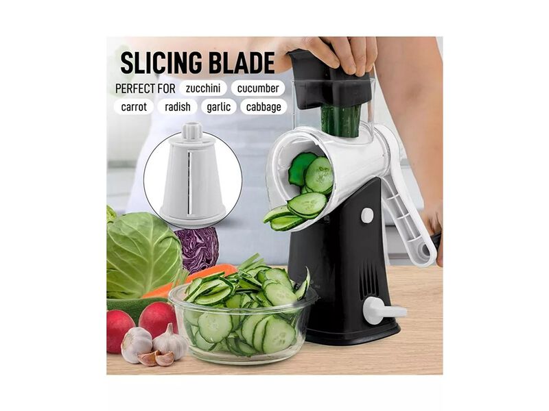 Zulay Kitchen 5 Blade Rotary Cheese Grater with 5 Interchangeable Drums Hand Crank Cheese Shredder and Slicer with Reinforced Suction