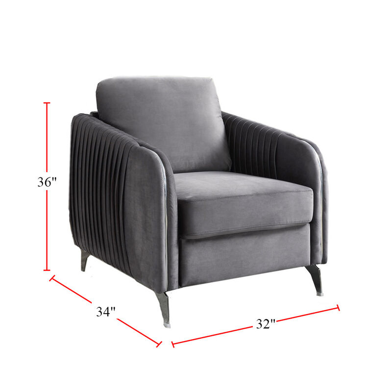 Velvet Modern Chic Accent Armchair in Gray