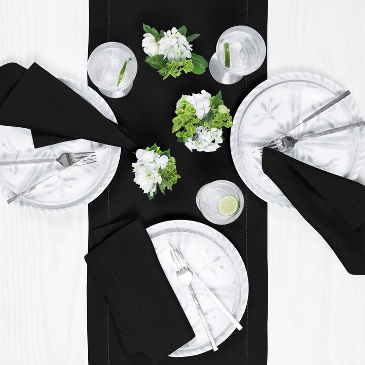 Solino Home 100% Pure Linen Table Runner | Classic Hemstitch for Thanksgiving, Christmas