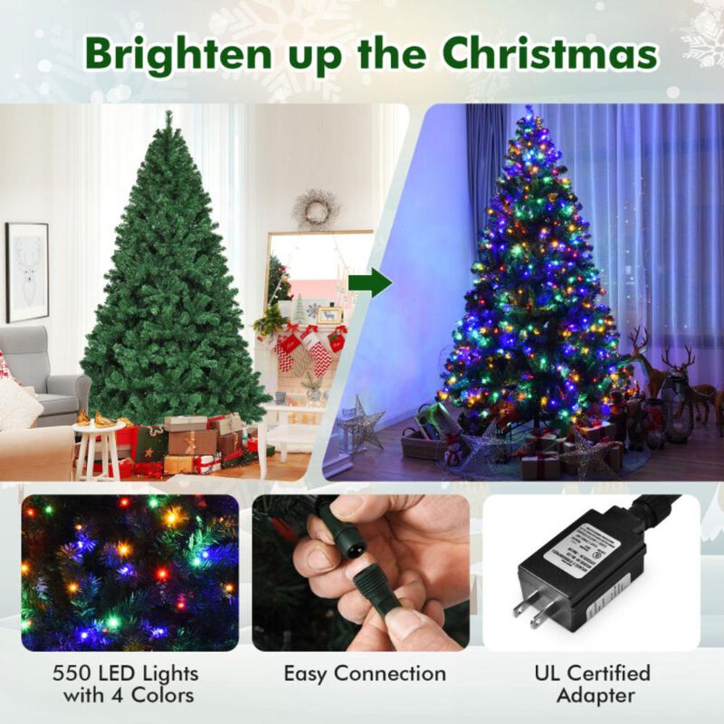 Hivvago 7.5 Feet Pre-Lit Artificial Spruce Christmas Tree with 550 Multicolor Lights for Festival