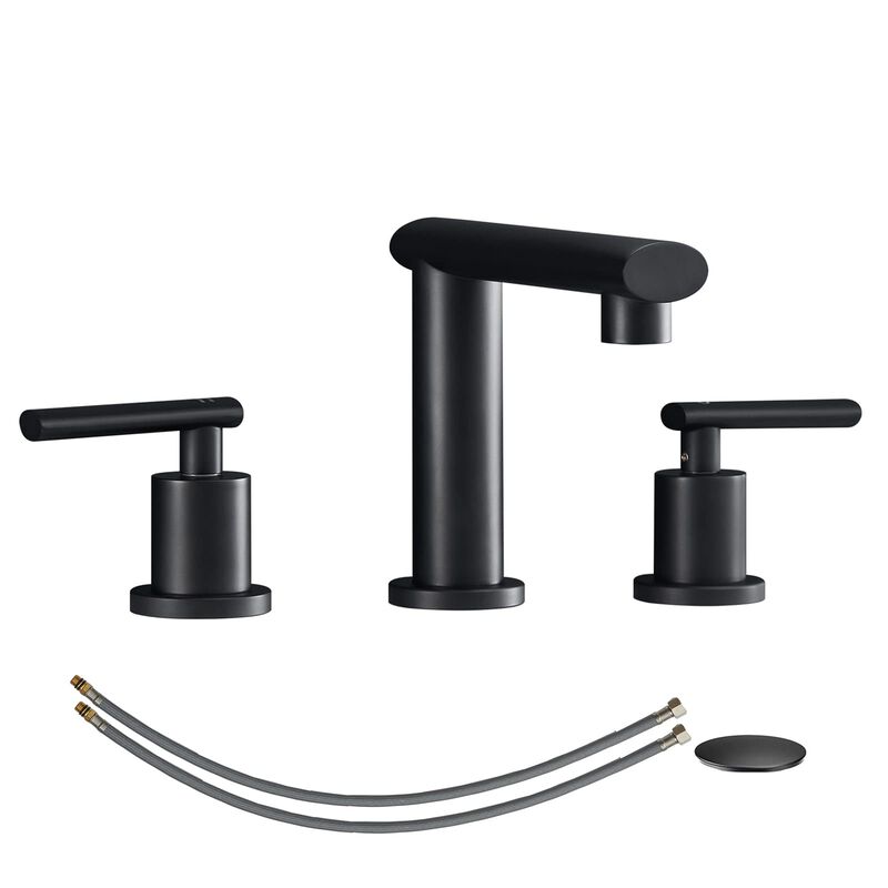 Widespread Vanity Faucet, 2-Handle Waterfall Bathroom Sink Faucet with Drain Assembly