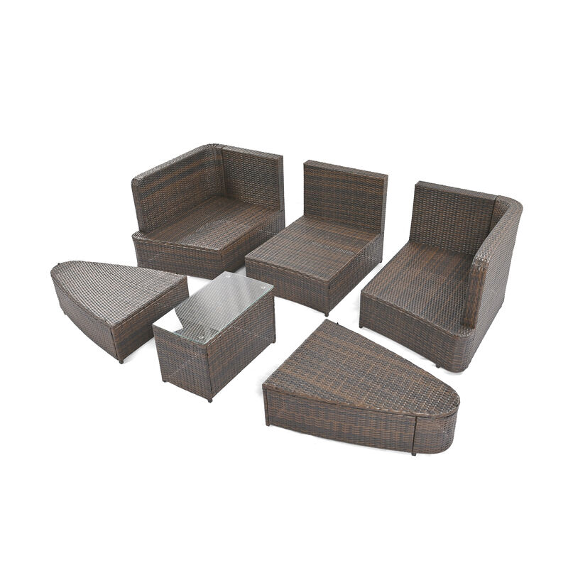 Merax Patio Outdoor Conversation Sofa Table Seating Set