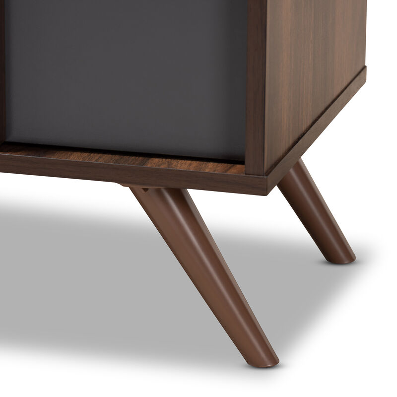 Baxton Studio Naoki Modern Two Tone Grey and Walnut Finished Wood 2 Door Shoe Cabinet