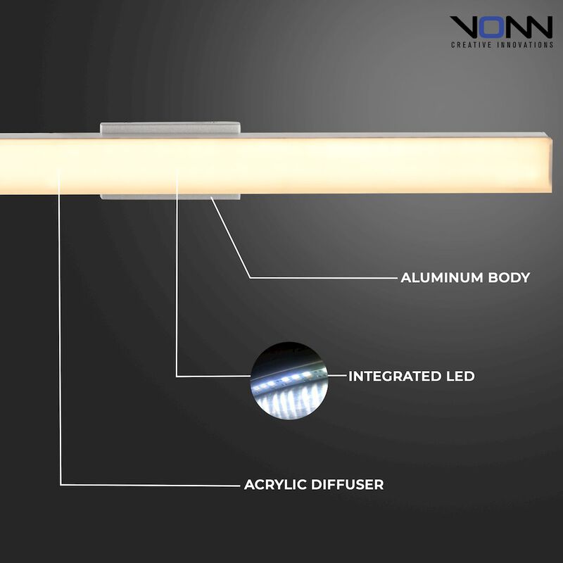 VONN Lighting Integrated AC LED ADA Compliant Bathroom Wall Lighting Fixture in Silver